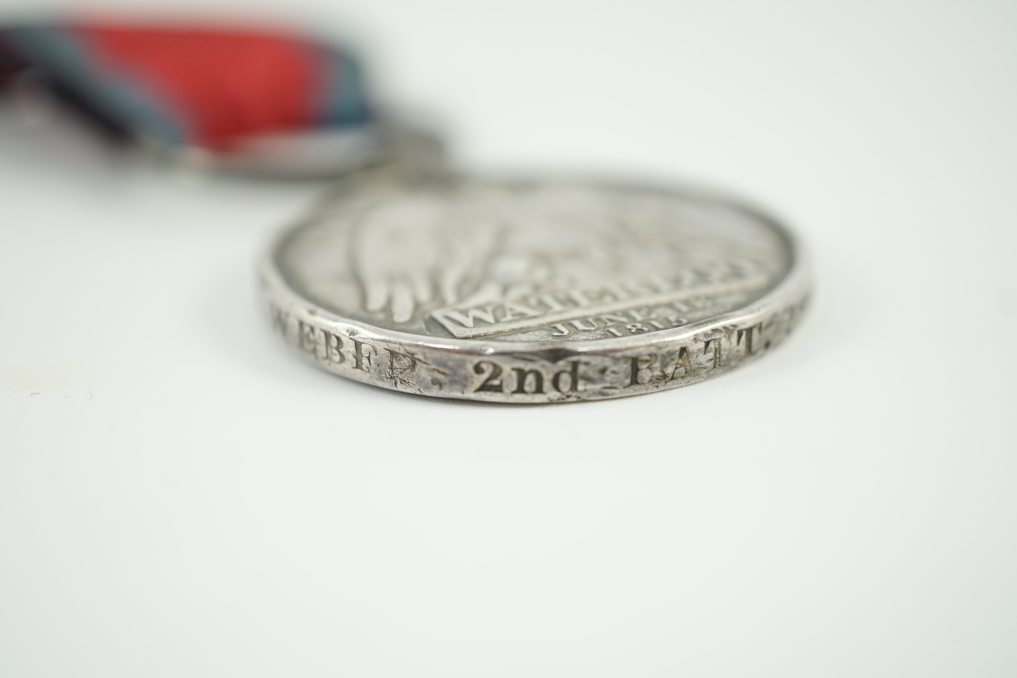 British campaign medals, Waterloo medal impressed Henry Weber 2nd Batt. 59th Reg. Foot